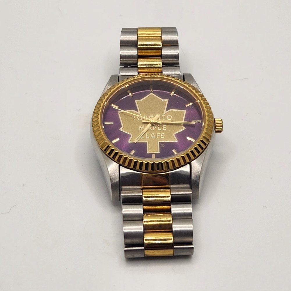 NHL Toronto Maple Leafs Gold and Silver Tone Mens Watch - Picture 2 of 7
